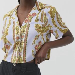 Urban Outfitters Cropped Paisley Button Down
